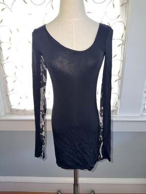 Just Cavalli Black Long Sleeve Mesh Inset Mini Dress size IT 40/ US Small